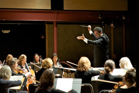Bahman Saless with the Boulder Chamber Orcehstra. Photo by Keith Bobo.