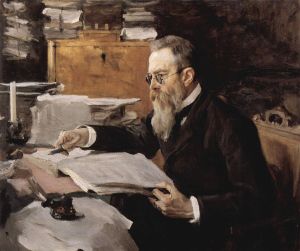 Composer Nikolai Rimsky-Korsakov. Portrait by Valentine Serov.