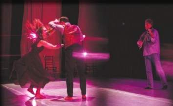 Zachary Carrettin with dancers from 3rd Law Dance/Theater