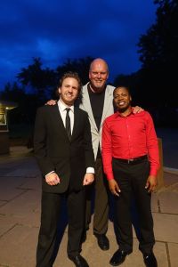 Terrence Wilson (right) with conductor David Danzmayer (l) and composer Michael Daugherty (c) following the performance of 