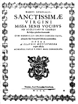 Title page of Monteverdi's 1610 Vespers