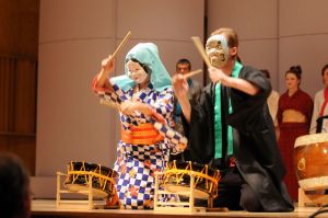 Japanese dancers/drummers  (Photo by Glenn Asakawa/University of Colorado)